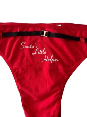 Vintage Y2K St Eve Santa’s Little Helper Red Thong Panty XL